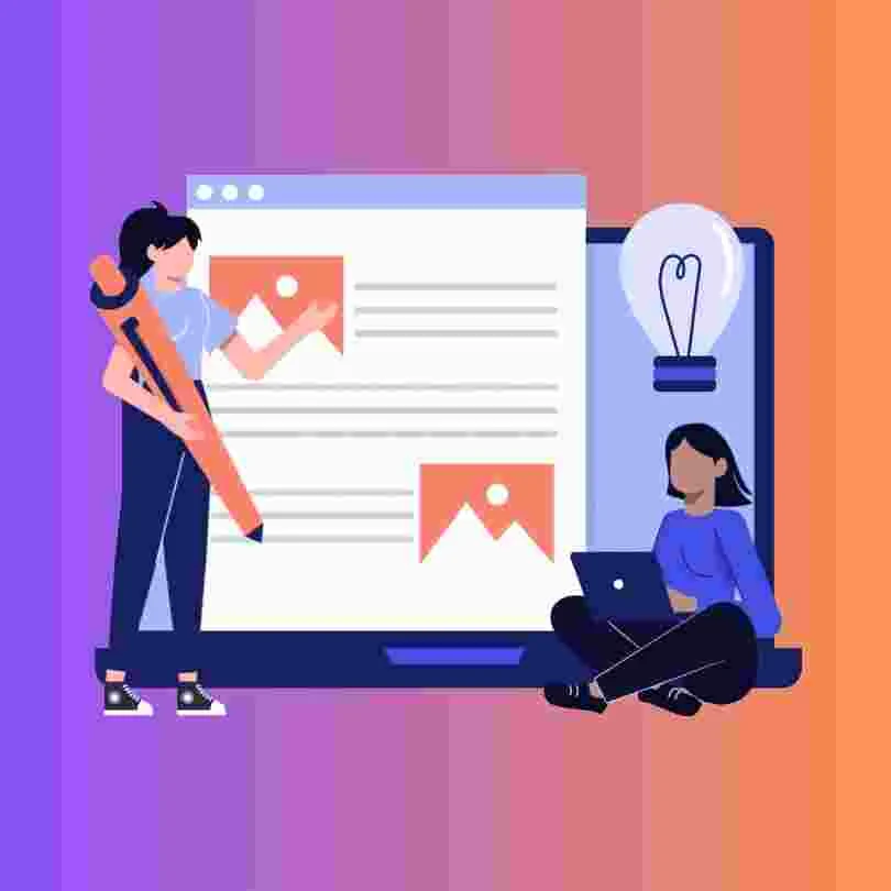Two people talking about a document.